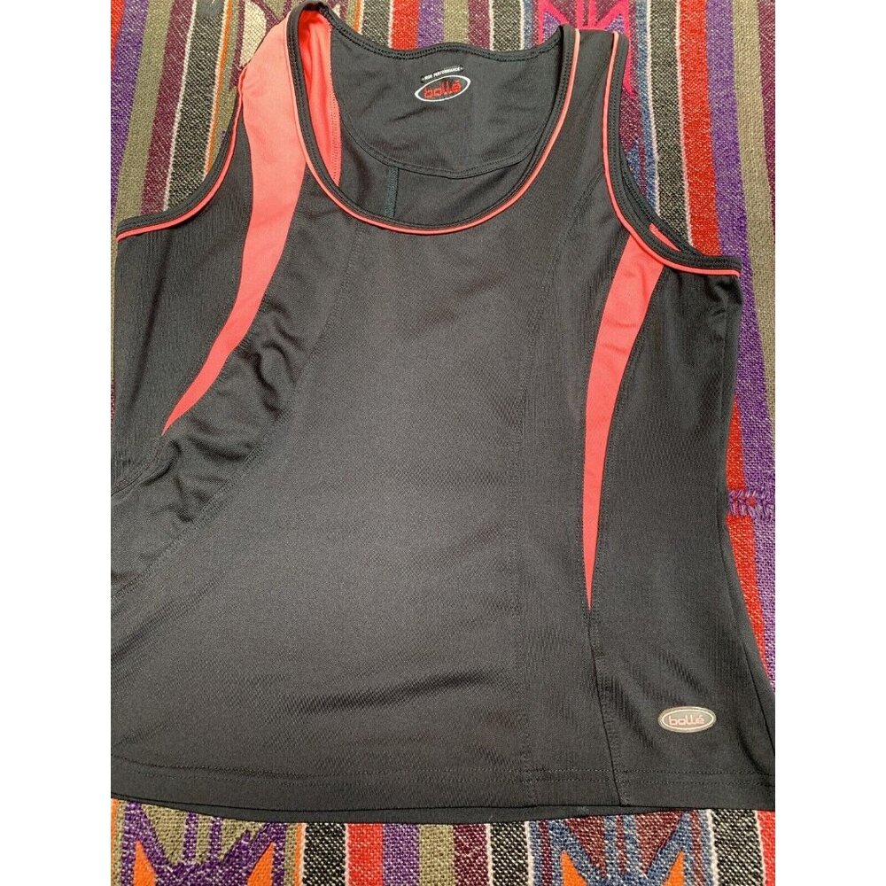 Bollé Women’s Scoop Neck Athletic Tank Top Large Black Pink Sleeveless Sports